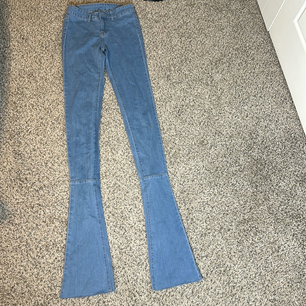 Blue stacked jeans